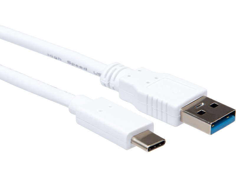 USB-A til USB-C kabel 2m (hvit) USB-kabler