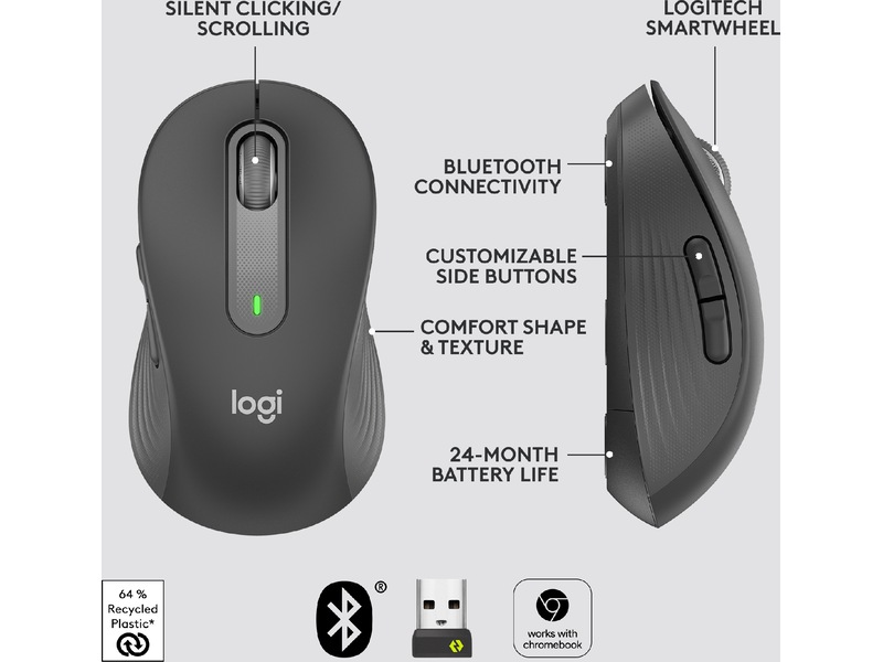 Logitech Signature M650 Wireless Mouse - GRAPHITE Mus