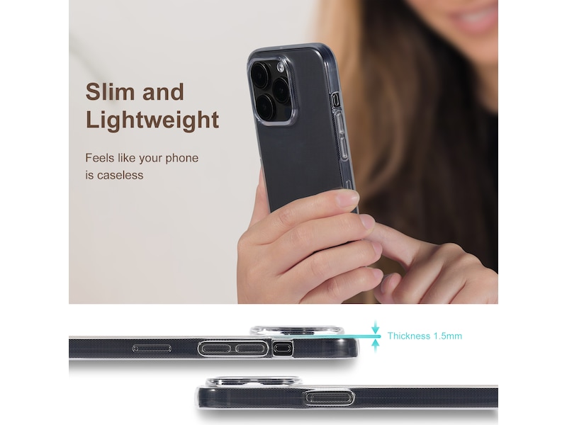 iiglo iPhone 15 Pro Silikondeksel (gjennomsiktig) Deksel til mobiltelefon