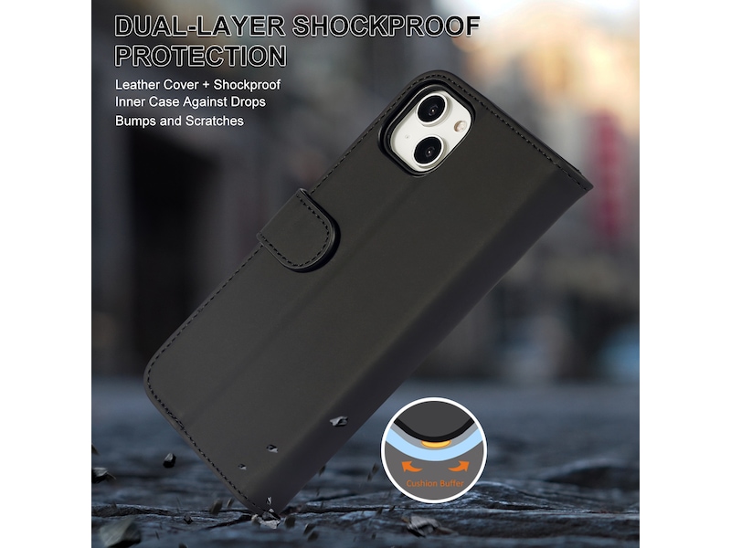 iiglo iPhone 15 Plus Lommebokdeksel (sort) Deksel til mobiltelefon