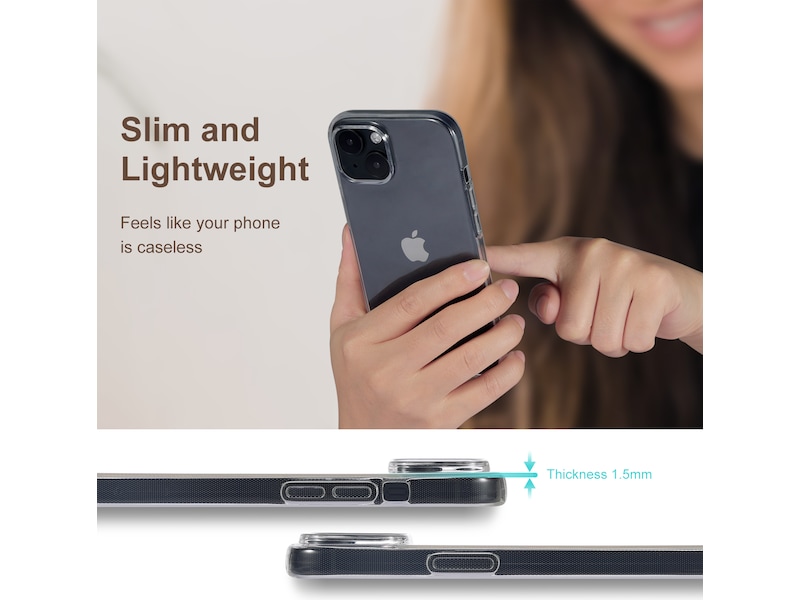 iiglo iPhone 15 / 14 Silikondeksel (gjennomsiktig) Deksel til mobiltelefon