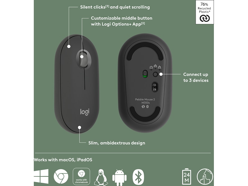 Pebble Mouse 2 M350s (sort) Mus