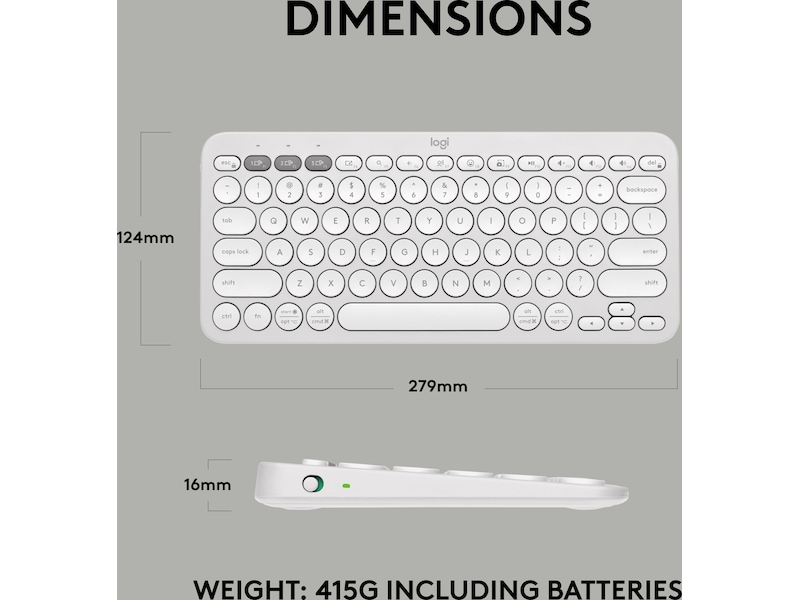 Pebble Keys 2 K380s (hvit) Tastatur