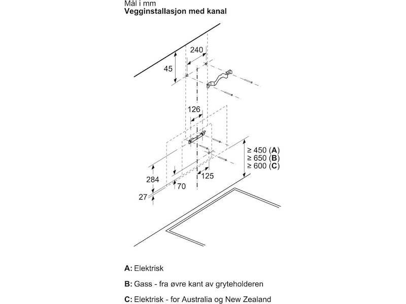 Siemens iQ300 LC87KFN60 Ventilator (sort) Veggmontert Kjøkkenvifte