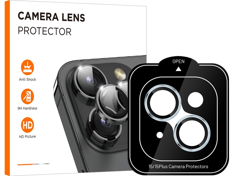 iiglo iPhone 15 / 15 Plus Linsebeskytter blå ramme (blå) Skjermbeskyttelse