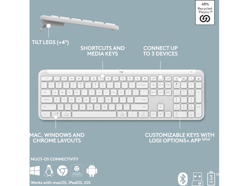 Logitech Signature Slim Combo MK950 (off-white) Mus & tastatur -kombipakker