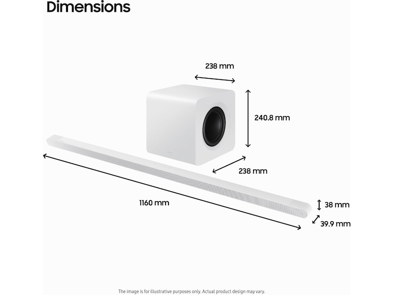 Samsung HW-S811D soundbar med subwoofer (hvit) Lydplanker