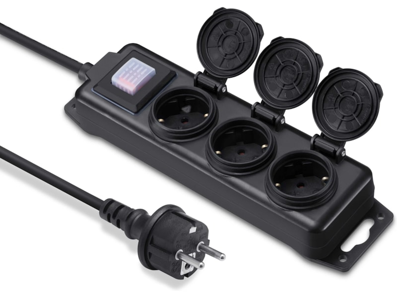 Andersson utendørs strømforgrener 3x uttak 3m (sort) Skjøtekabel & forgrener