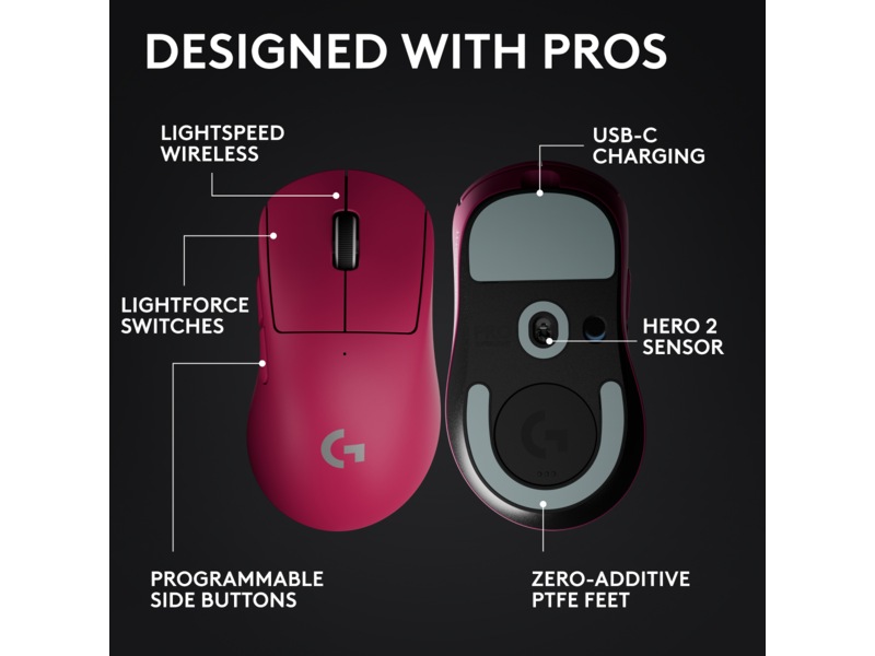 Logitech G Pro X Superlight 2 DEX trådløs gamingmus (rosa) -B-Grade Demo mus