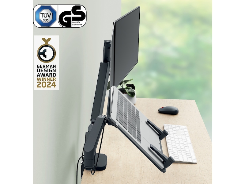 Leitz Ergo Skjermarm og laptopholder, plassbesparende Bord og veggfeste