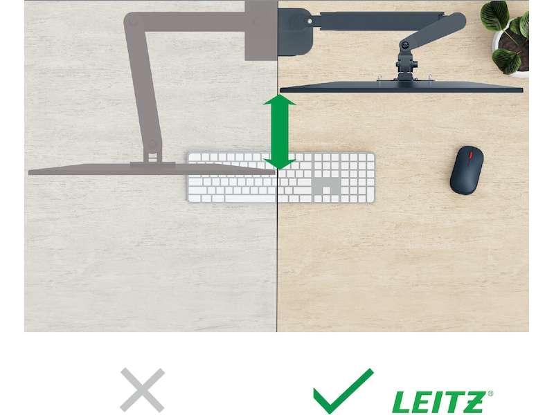 Leitz Ergo Skjermarm og laptopholder, plassbesparende Bord og veggfeste