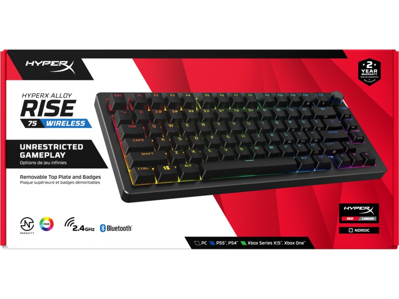 HyperX Alloy Rise 75 trådløst gamingtastatur (sort) Gamingtastatur