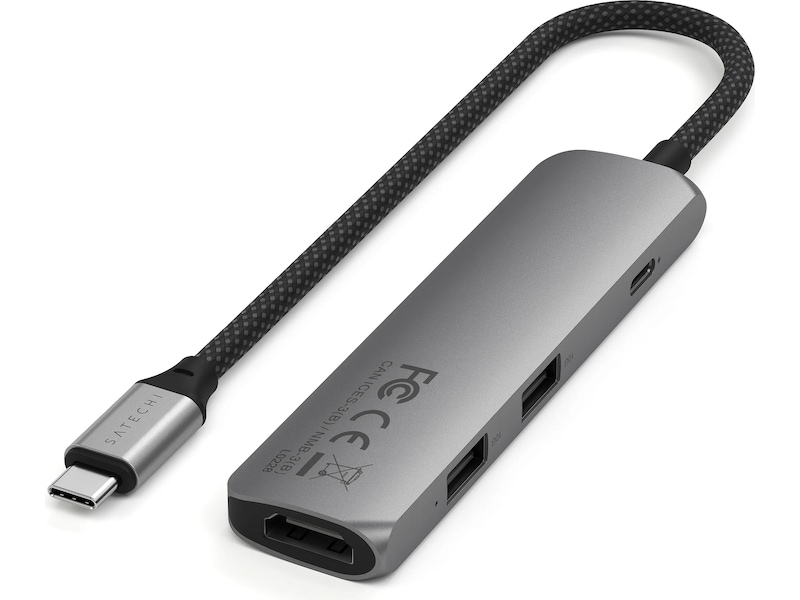 Satechi 4-i-1 Slim 4K Multiport docking (stellargrå) Dockingstasjon & USB-HUB
