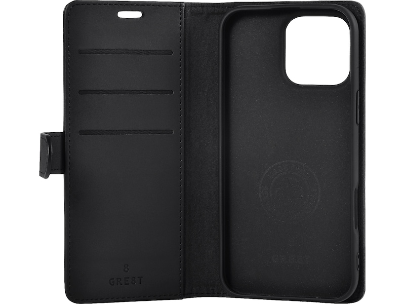 GRE8T iPhone 16 Pro lommebokdeksel (sort) Deksel til mobiltelefon