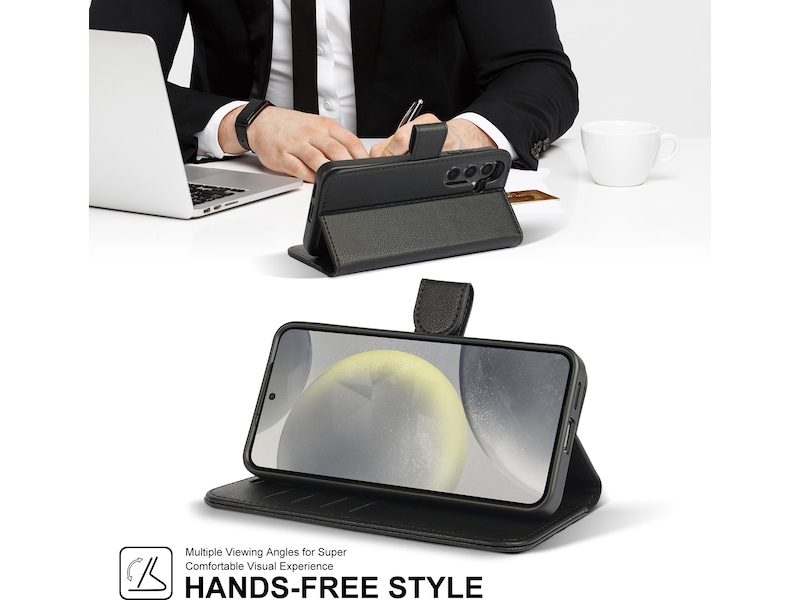 iiglo Galaxy S24 2-i-1 Lommebokdeksel (sort) Deksel til mobiltelefon