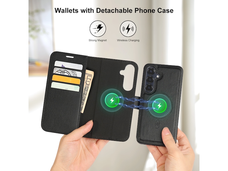 iiglo Galaxy S25 2-i-1 Lommebokdeksel (sort) Deksel til mobiltelefon