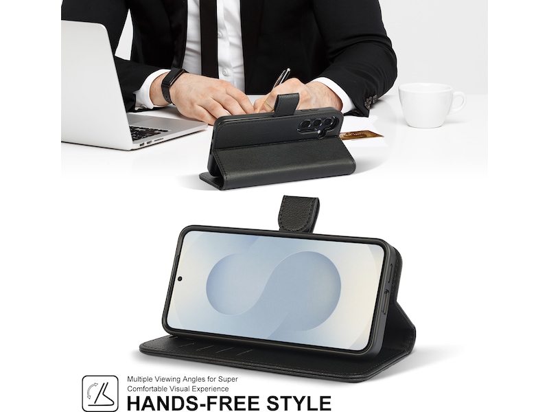 iiglo Galaxy S25 2-i-1 Lommebokdeksel (sort) Deksel til mobiltelefon