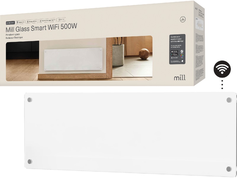 Mill Glass Smart WiFi Gen 4 panellist 500W Panelovner