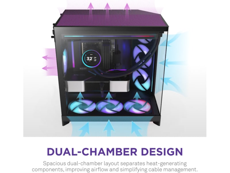 NZXT H9 Flow RGB Mid Tower (sort) Midi tower