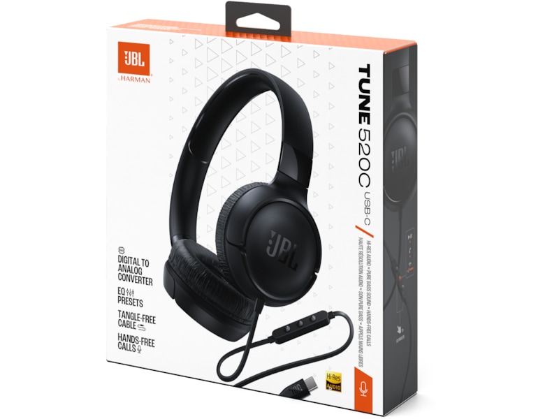 JBL Tune 520C USB-C Headset, on-ear (sort) Hodetelefoner