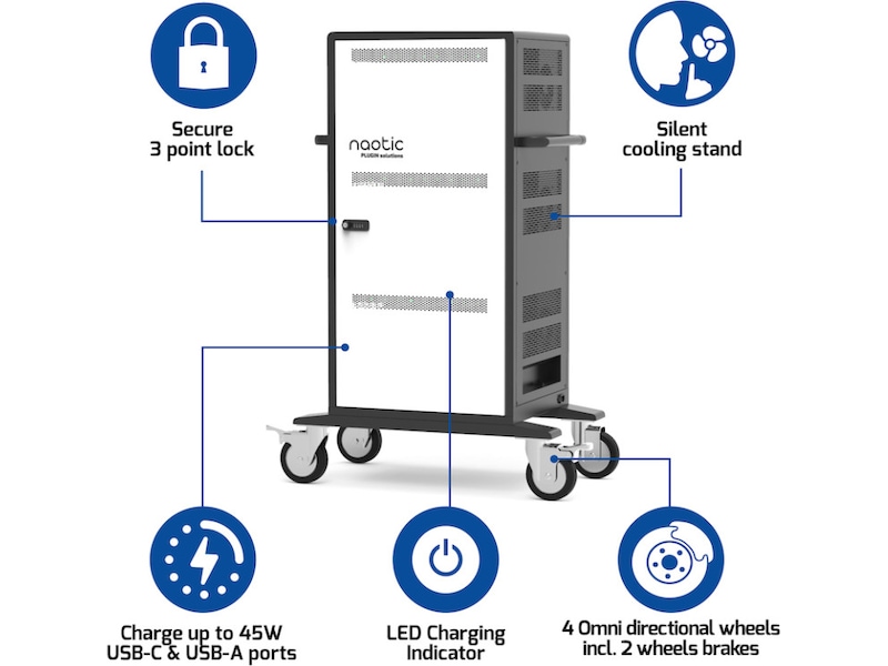 Naotic Plugin Charging Cart 30 Devices Garderobe- og oppbevaringsskap
