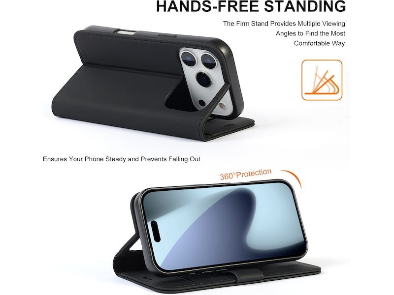 iiglo iPhone 17 Pro Lommebokdeksel (sort) Deksel til mobiltelefon