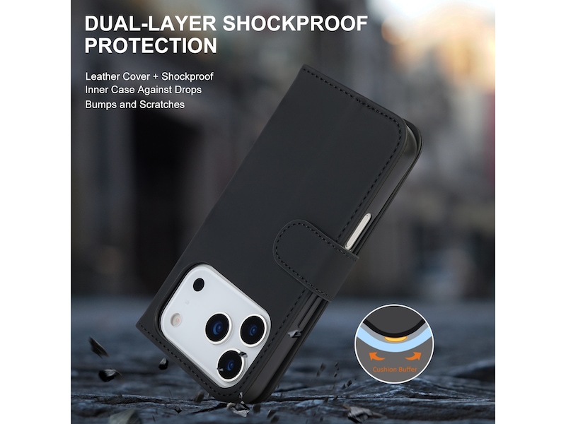 iiglo iPhone 17 Pro Lommebokdeksel (sort) Deksel til mobiltelefon