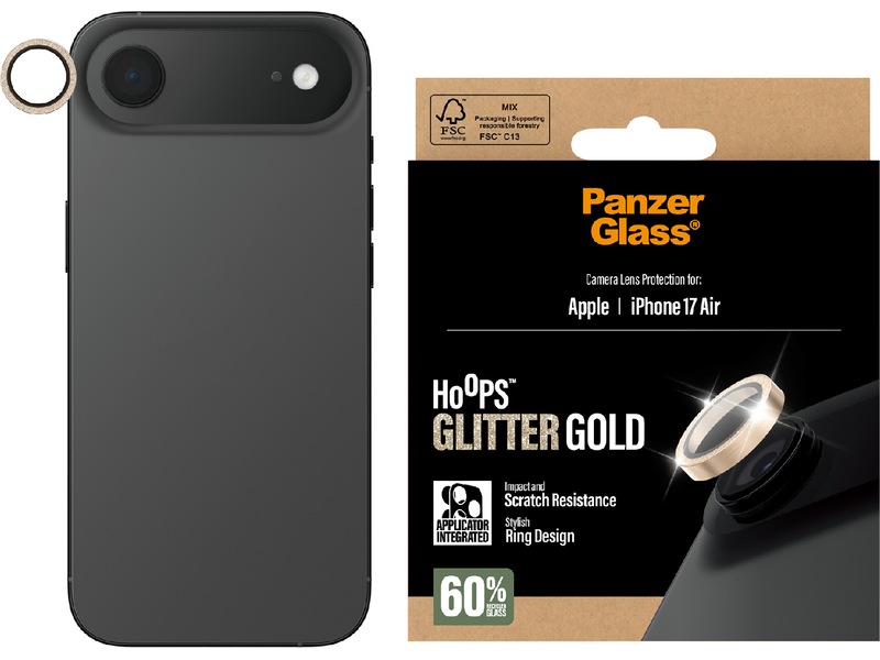 PanzerGlass iPhone Air Hoops Linsebeskytter (glitter gold) Skjermbeskyttelse