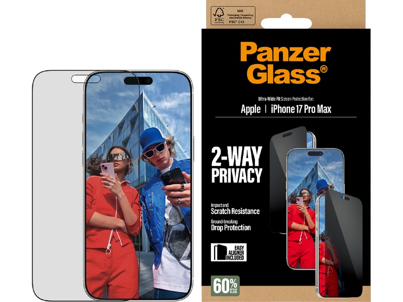PanzerGlass iPhone 17 Pro Max 2-way Privacy Skjermbeskytter Skjermbeskyttelse
