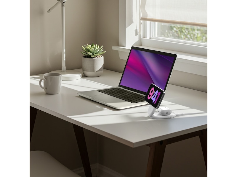 Belkin UltraCharge 2-in-1 Qi2 Trådløs lader (hvit) Trådløs lader