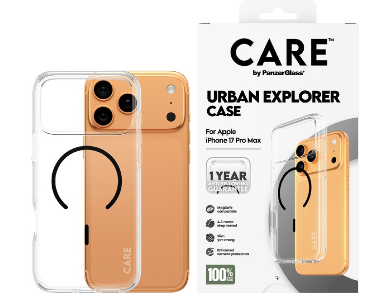 PanzerGlass CARE iPhone 17 Pro Max Urban Explorer deksel (gjennomsiktig/sort) Deksel til mobiltelefon