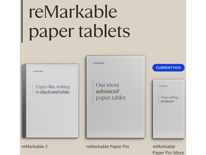 reMarkable Paper Pro Move 7.3" inkl. Marker Plus & Book Folio (sort skinn) Digitale notatblokker & tilbehør