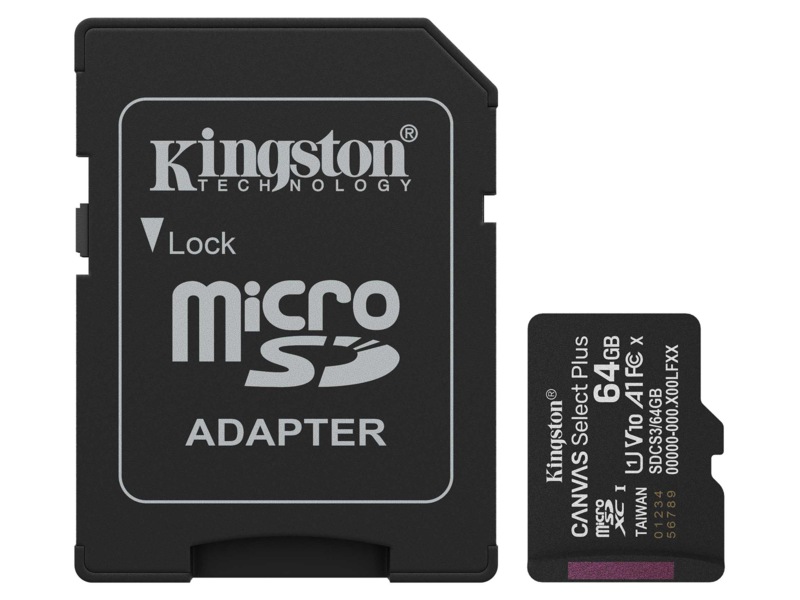 Kingston microSDXC Canvas Select Plus 64GB Minnekort til foto & video