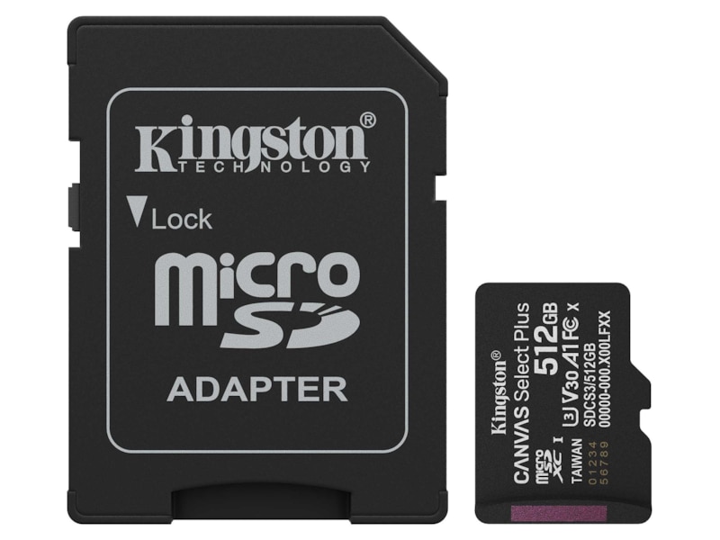 Kingston microSDXC Canvas Select Plus 512GB Minnekort til foto & video