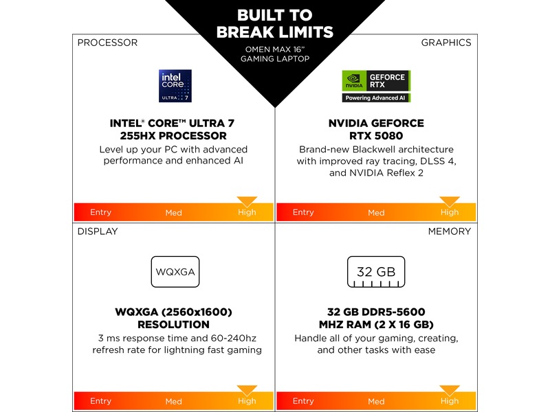 HP OMEN MAX Gaming Laptop 16-ah0033no 16" WQXGA 240 Hz -B-Grade Demo bærbar PC