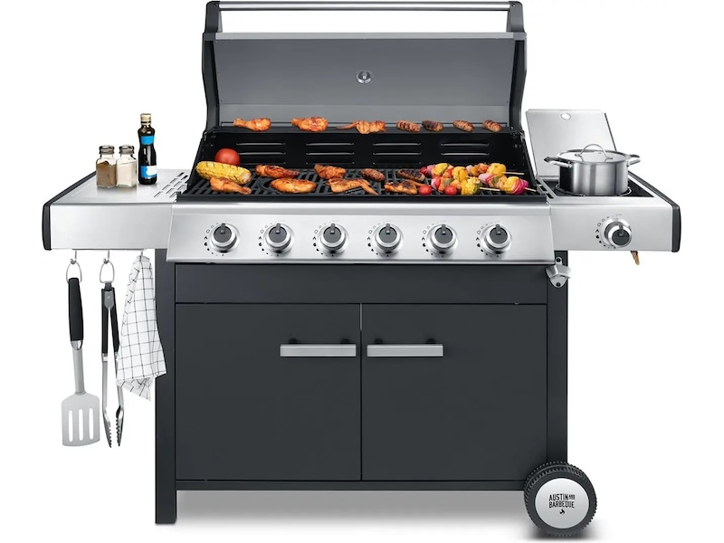 Austin and Barbeque Klassisk gassgrill med seks brennere og sidebord Grill