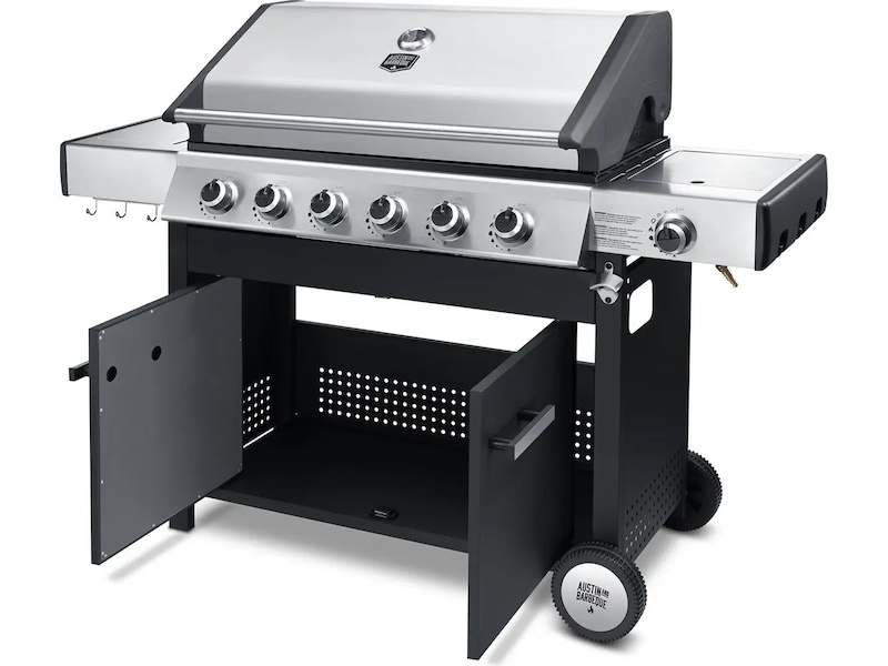 Austin and Barbeque Klassisk gassgrill med seks brennere og sidebord Grill