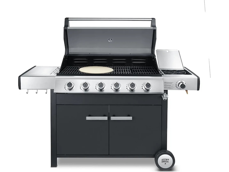 Austin and Barbeque Klassisk gassgrill med seks brennere og sidebord Grill