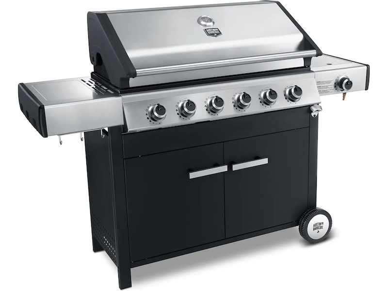 Austin and Barbeque Klassisk gassgrill med seks brennere og sidebord Grill
