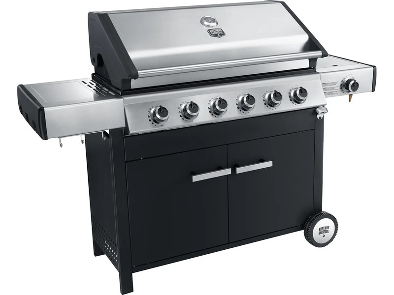 Austin and Barbeque Klassisk gassgrill med seks brennere og sidebord Grill