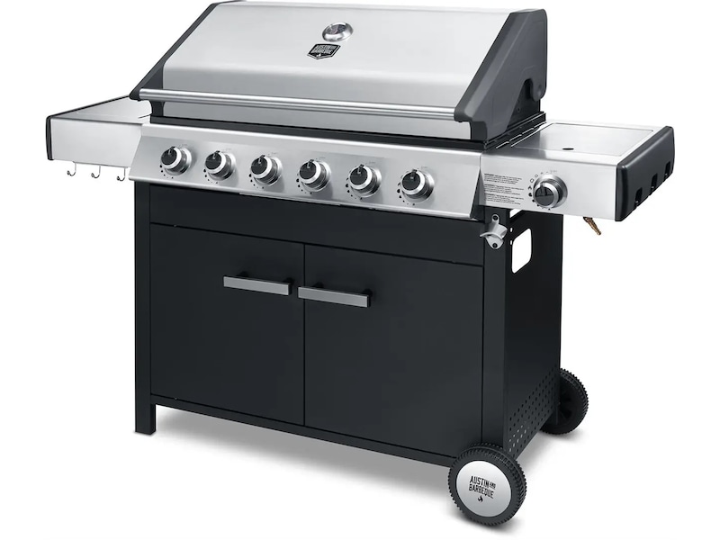 Austin and Barbeque Klassisk gassgrill med seks brennere og sidebord Grill