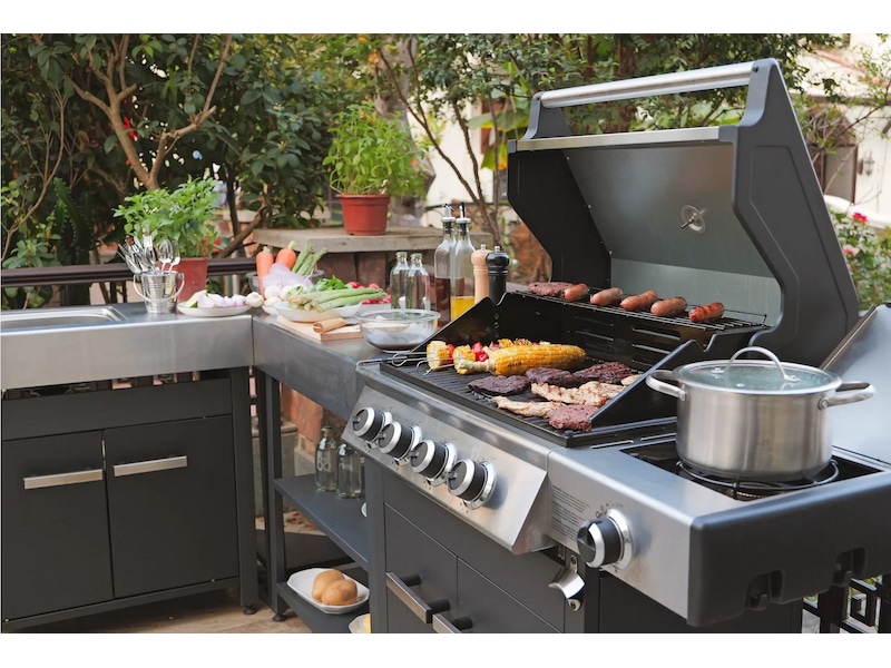Austin and Barbeque Klassisk gassgrill med seks brennere og sidebord Grill