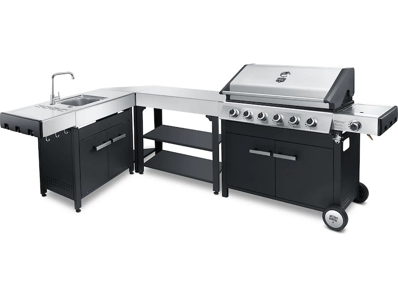 Austin and Barbeque Klassisk gassgrill med seks brennere og sidebord Grill