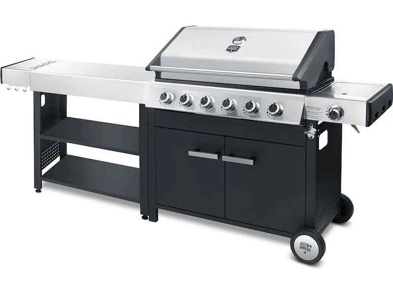 Austin and Barbeque Klassisk gassgrill med seks brennere og sidebord Grill