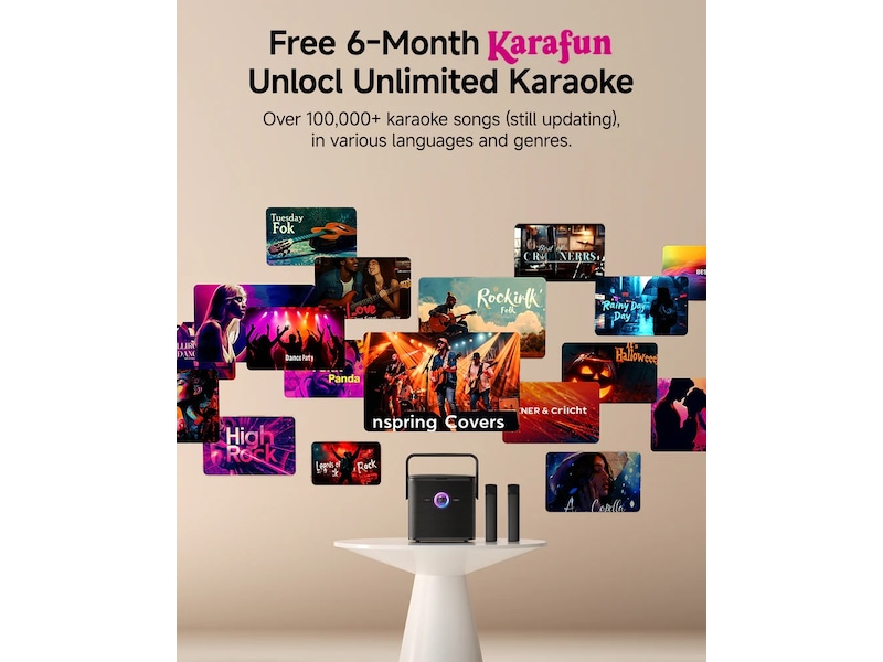 Nedis Ikarao Shell S3 Smart karaokehøyttaler 80W Trådløs / Bluetooth-høyttaler
