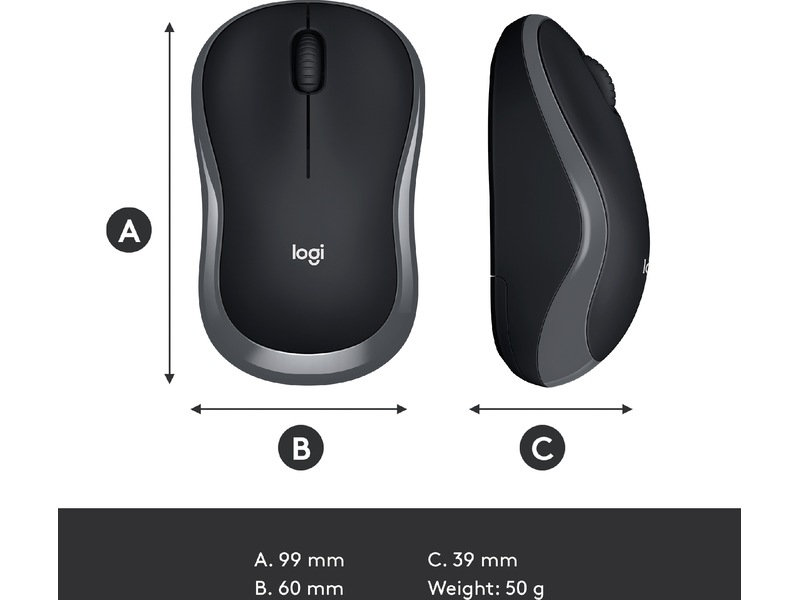 Logitech M185 Trådløs Mus Swift Grey Mus