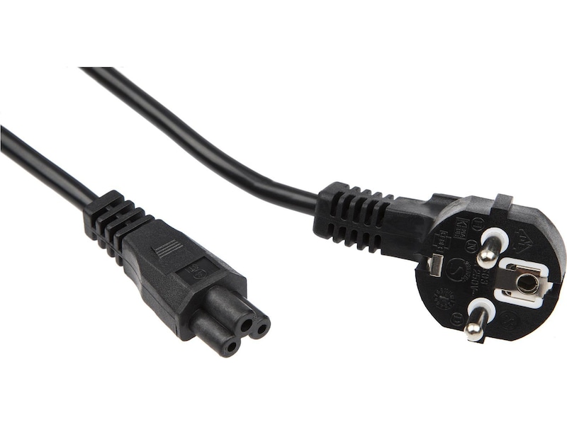 C5 til Schuko Strømkabel 2m (sort) Strømkabler