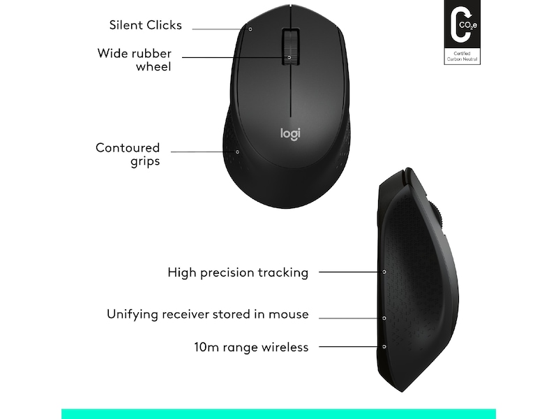 Logitech M330 Silent Plus Trådløs PC mus (sort) Mus