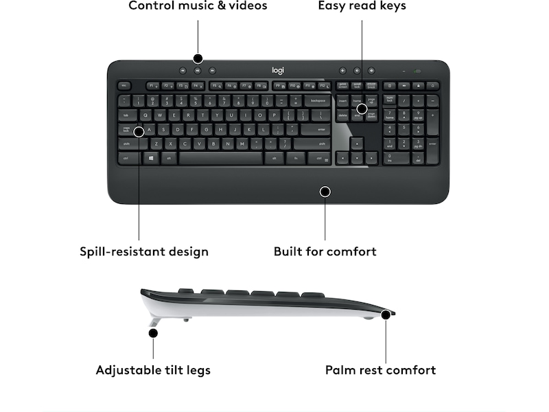 Logitech MK540 Advanced Combo Trådløs Mus & tastatur -kombipakker