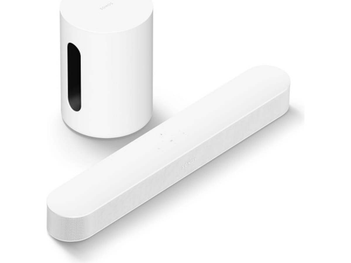 Sonos Sub Mini Trådløs subwoofer (hvit) + Sonos Beam Lydplanker